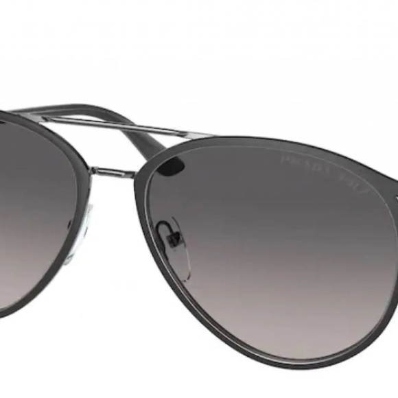 NWOT Prada Polarized Black Aviator Sunglasses - Picture 2 of 5
